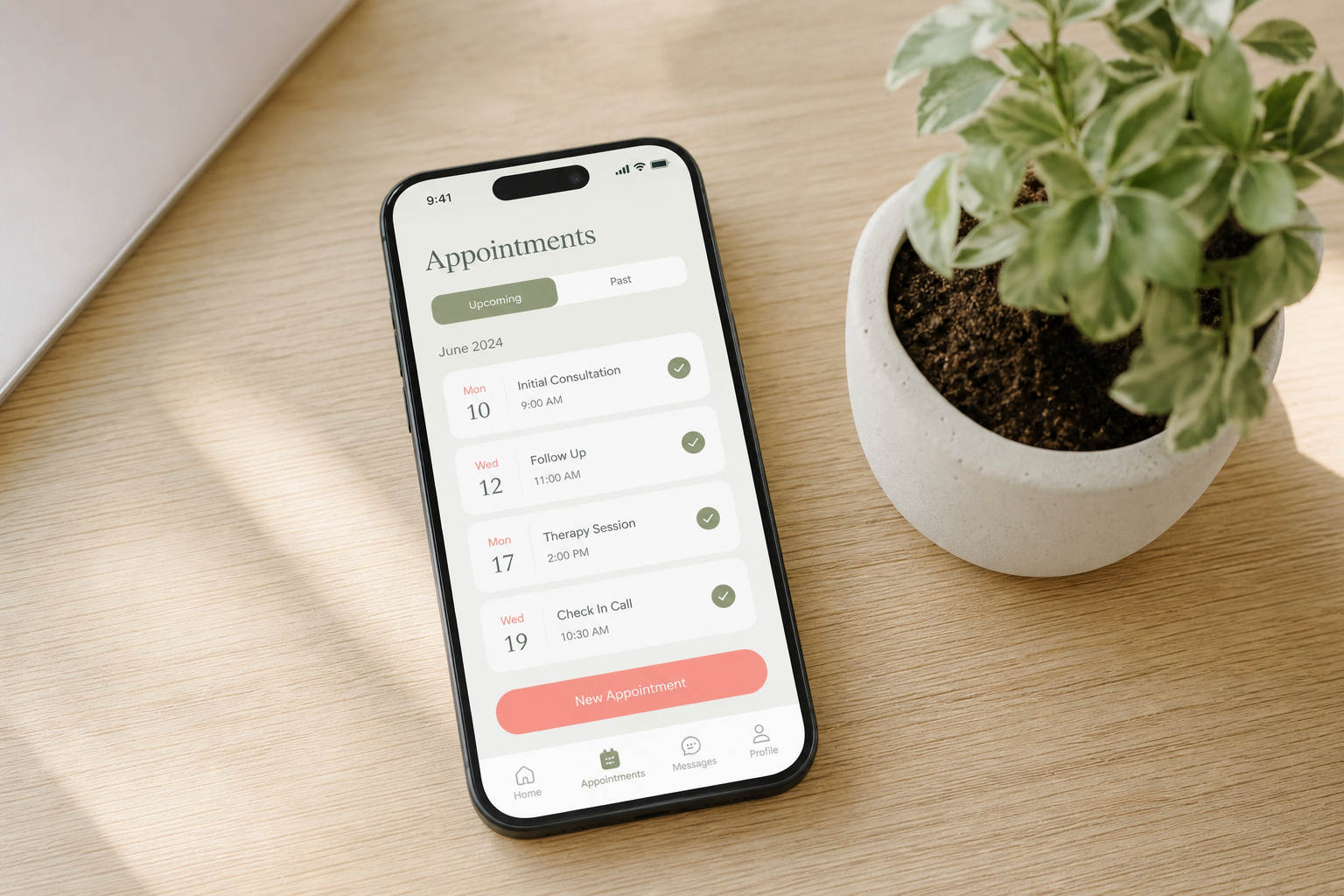 Zwanger! app afspraken-overzicht op een telefoon